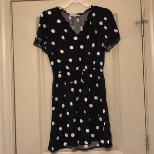 Navy & white polka dot dress